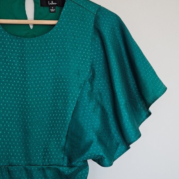 Lulus Cabaret Queen Polka Dot Embossed Satin Midi Dress Small Green Party Event - Picture 9 of 15